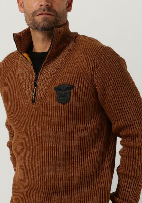 Bruine PME LEGEND Trui HALF ZIP COLLAR COTTON - large