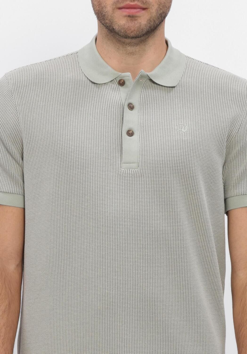 Lichtblauwe CAST IRON Polo REGULAR FIT TWO TONE WAFFLE - large