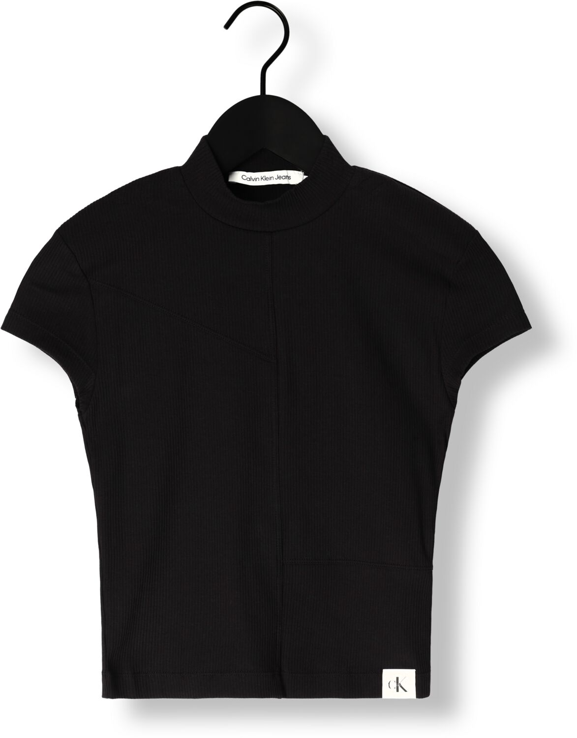 CALVIN KLEIN Dames Tops & T-shirts Seaming Rib Slim Tee Zwart