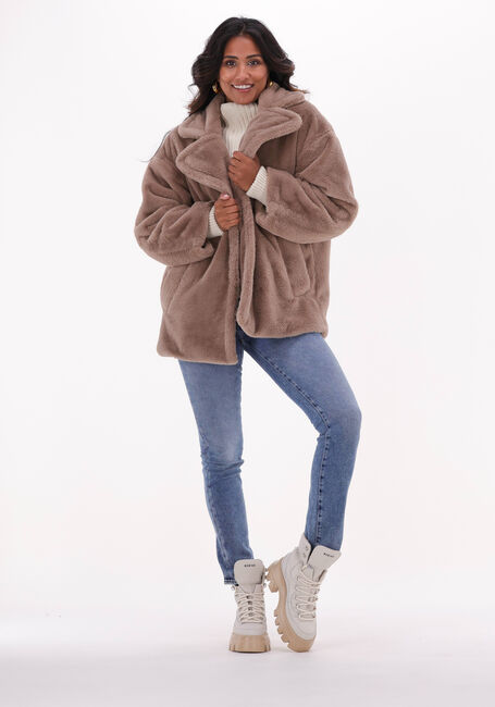 Taupe NOTRE-V Faux fur jas FUR COAT SHORT - large