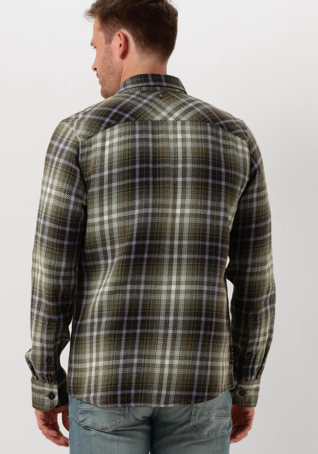 PME LEGEND Heren Overhemden Long Sleeve Shirt Heavy Twill Check Groen