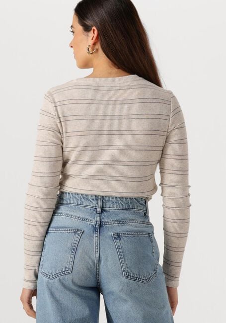 Beige BY-BAR T-shirt BASIC LS PEARL STRIPE TOP - large