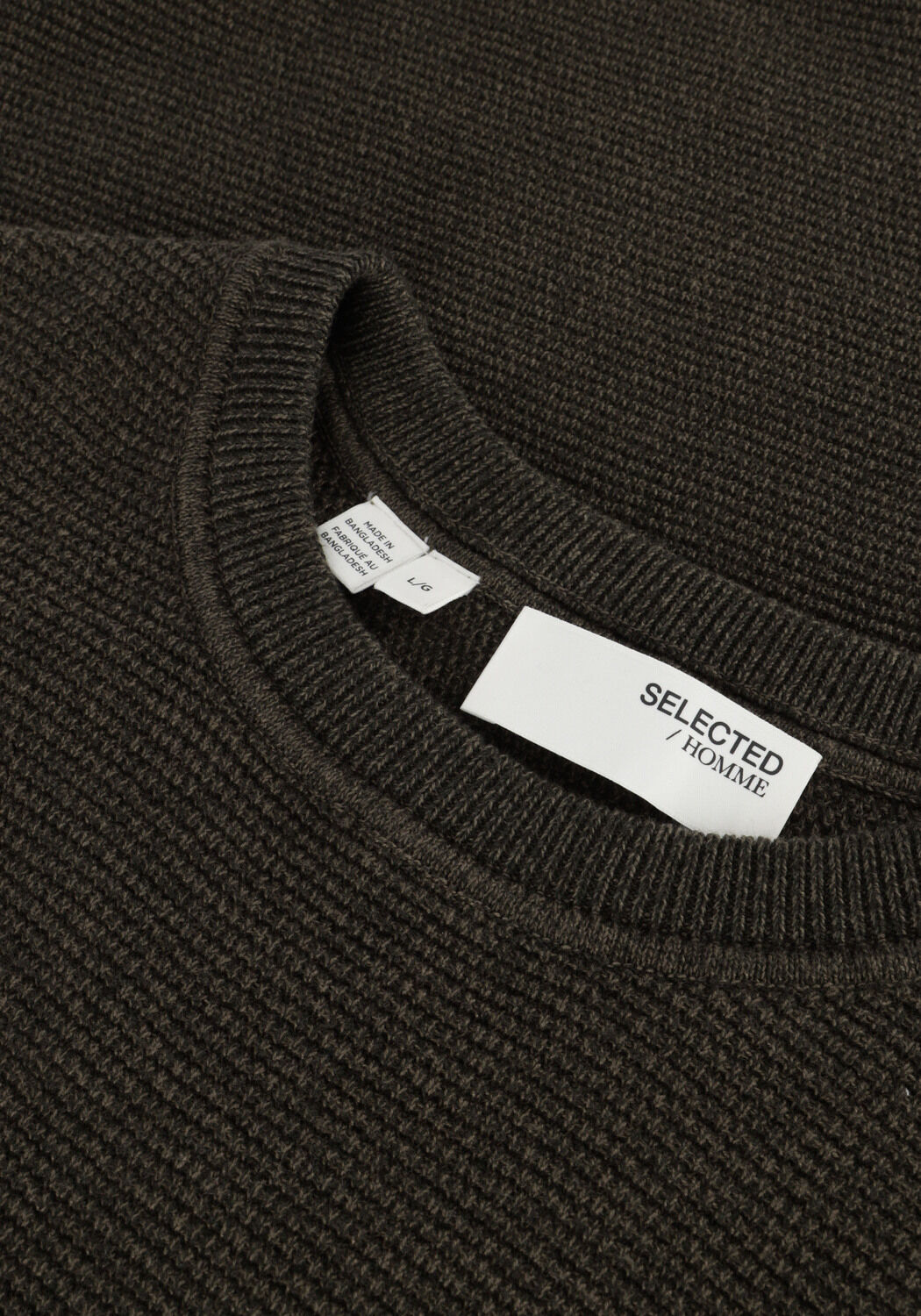 Groene SELECTED MEN Trui SLHROSS LS KNIT STRUCTURE CREW NECK NOOS - large