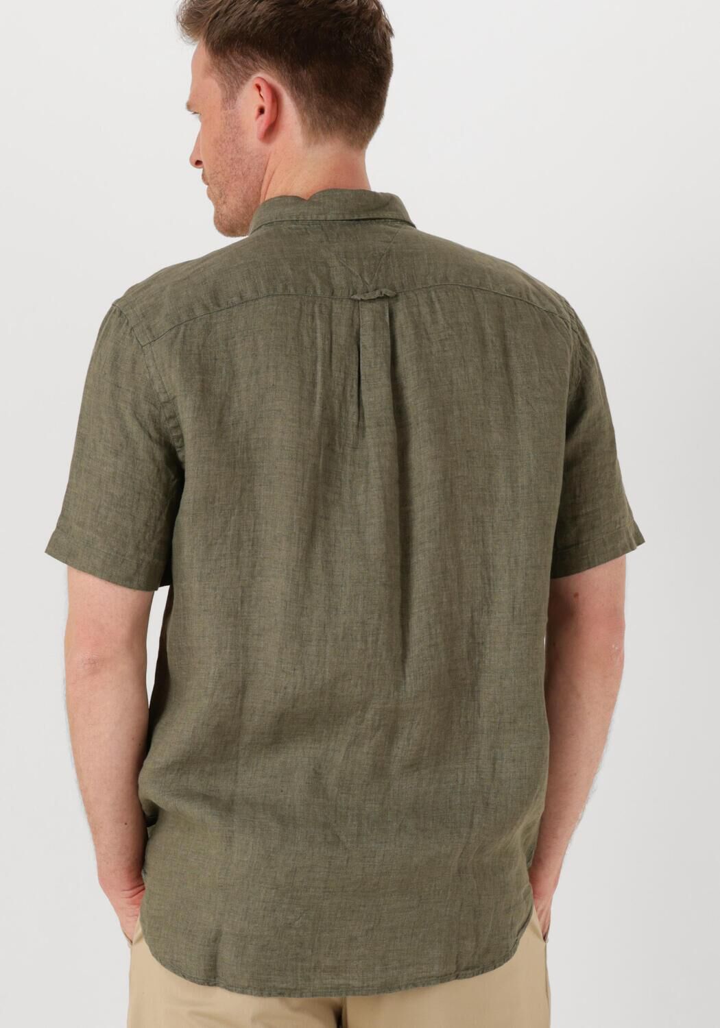 TOMMY HILFIGER Heren Overhemden Pigment Dyed Linen Rf Shirt S s Groen