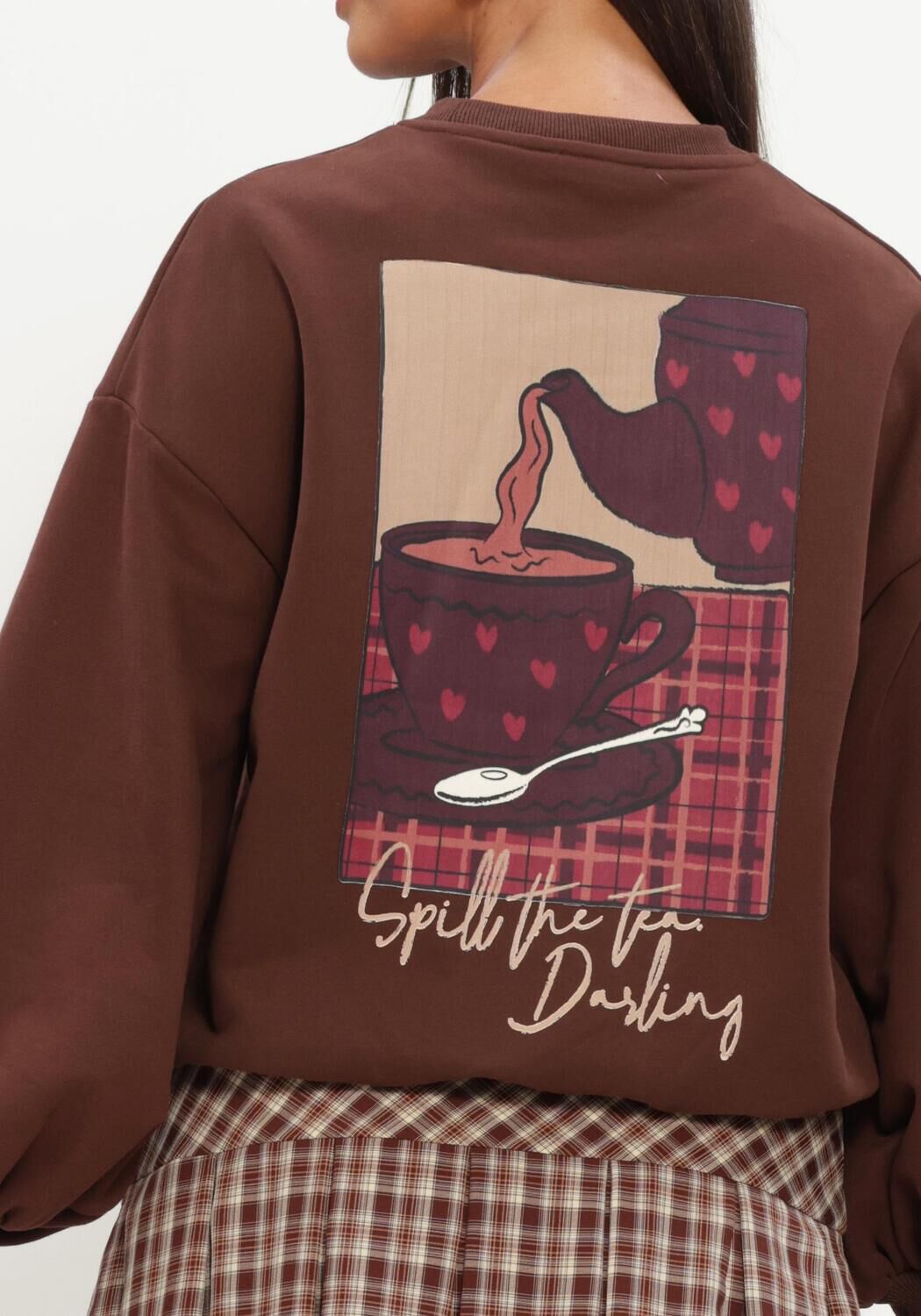 Bruine YDENCE Trui SWEATER SPILL THE TEA - large