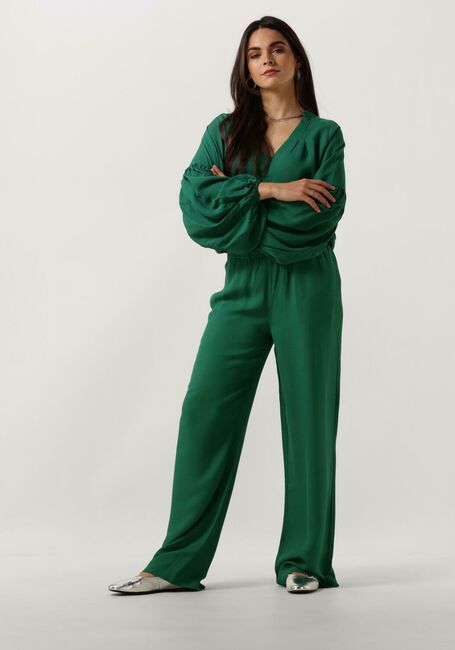 Groene BY-BAR Wijde broek ROBYN SATIN STRIPE PANTS - large