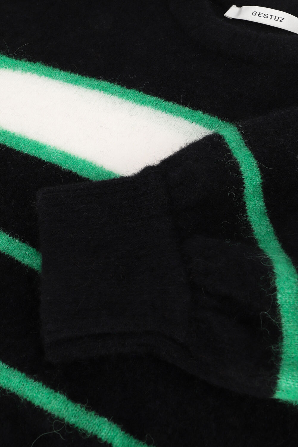 Zwarte GESTUZ Trui ALPHA SS STRIPED PULLOVER - large