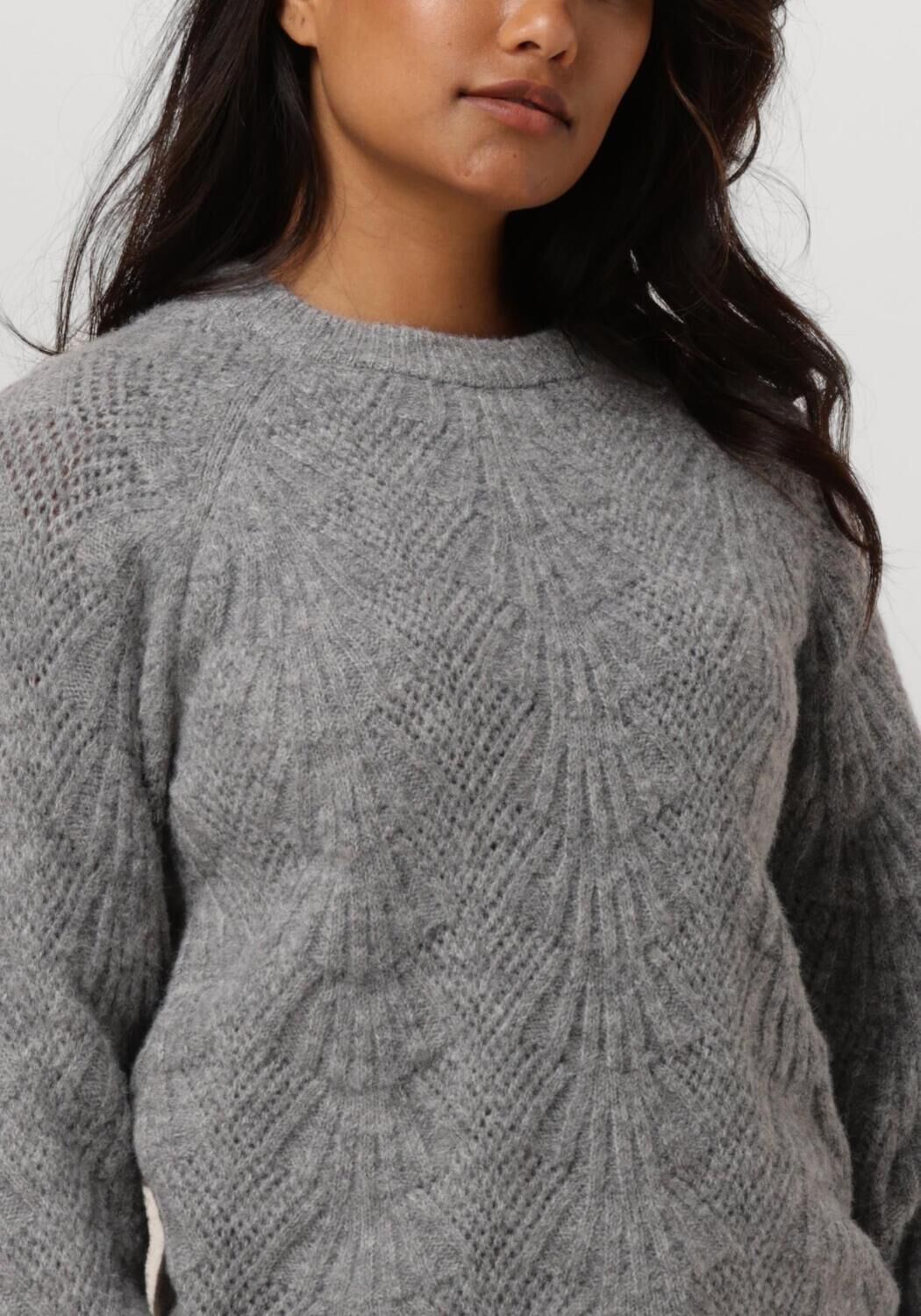 OBJECT Dames Truien & Vesten Objflora Re L s Knit Pullover Grijs
