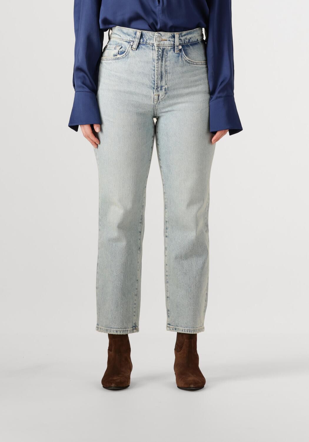 7 FOR ALL MANKIND Dames Jeans Logan Stovepipe Sahara Blauw