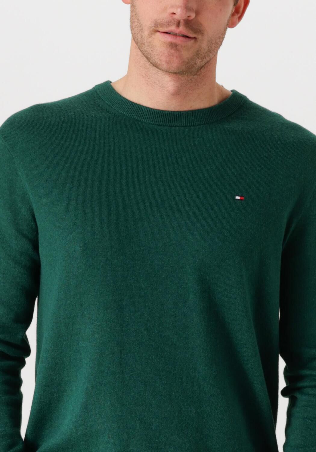 TOMMY HILFIGER Heren Truien & Vesten Pima Org Ctn Cashmere Crew Neck Donkergroen