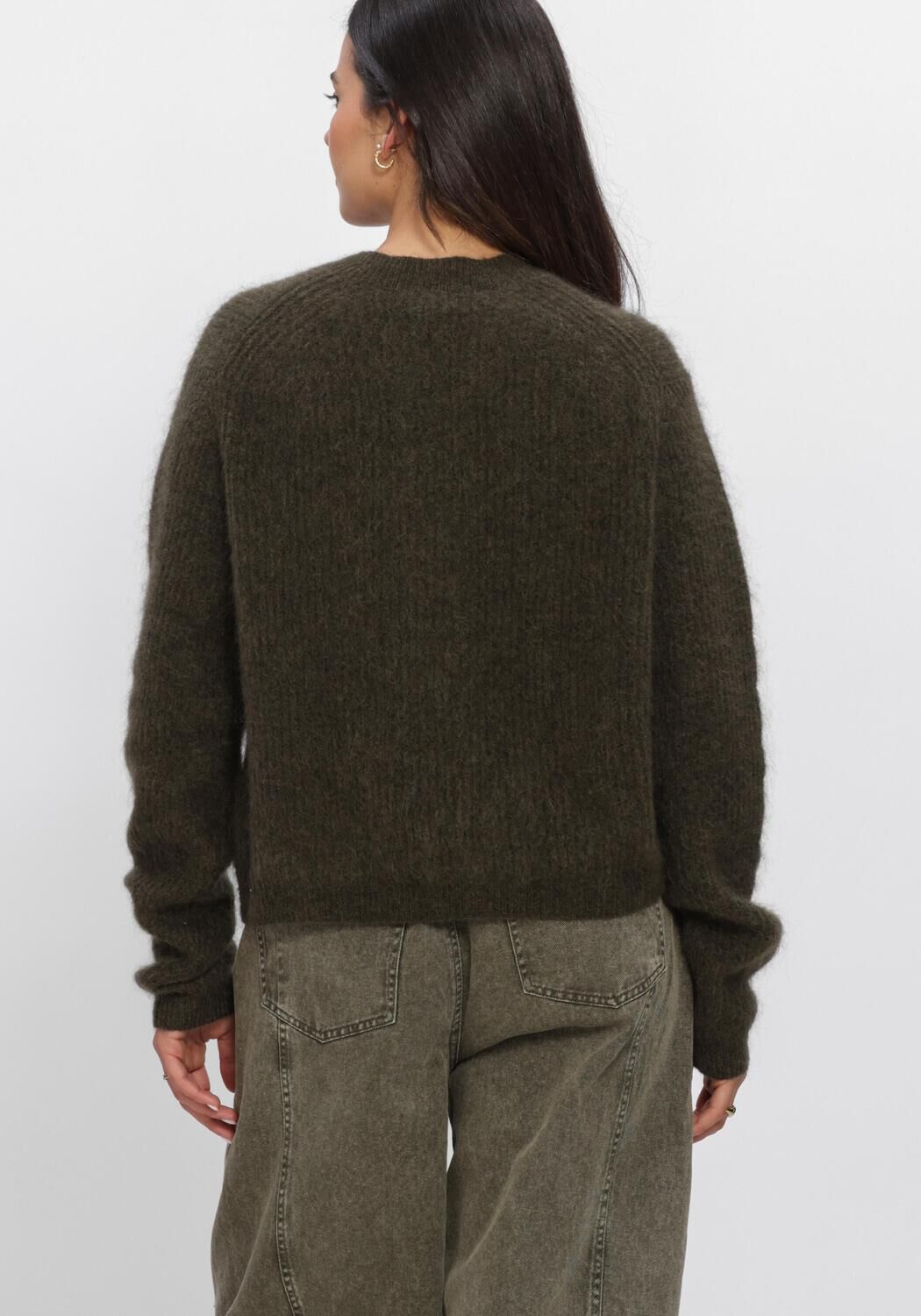 Zwarte SECOND FEMALE Vest ANDREA KNIT RIB LS CARDIGAN - large