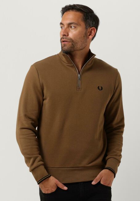 Camel FRED PERRY Sweater HALF ZIP SWEATSHIRT - large