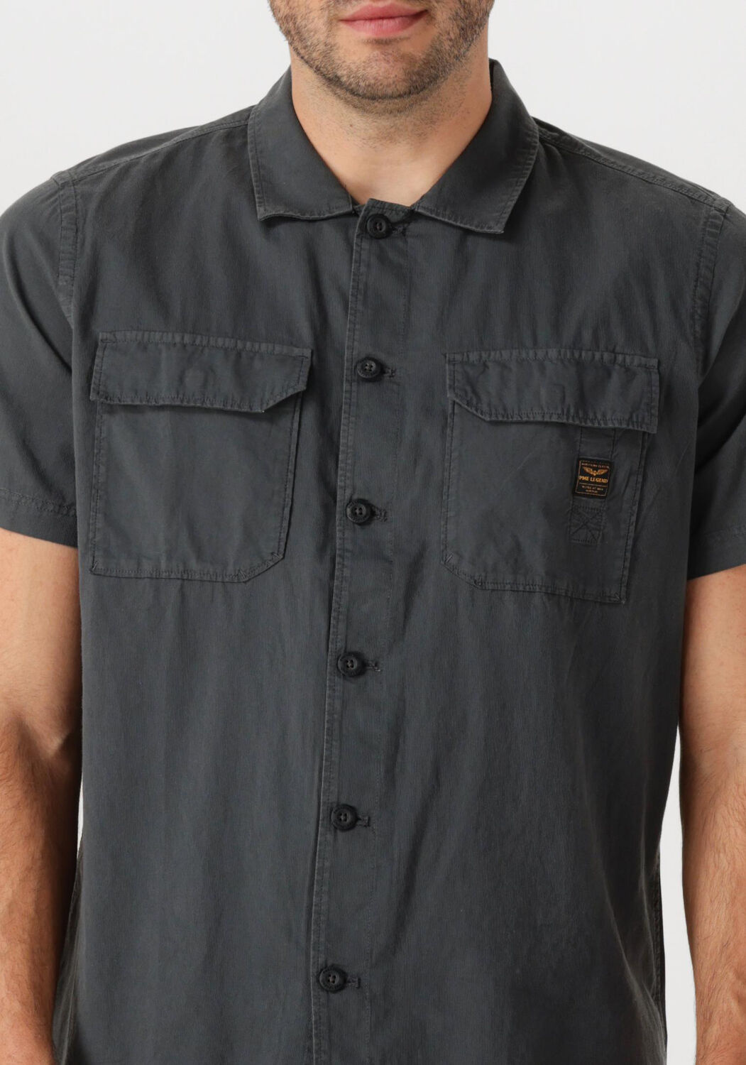 PME LEGEND Heren Overhemden Short Sleeve Shirt Ctn Bedford Donkergrijs