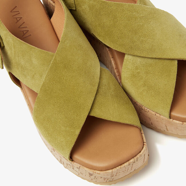 Groene VIA VAI Platte sandalen SISSEL RAISE - large