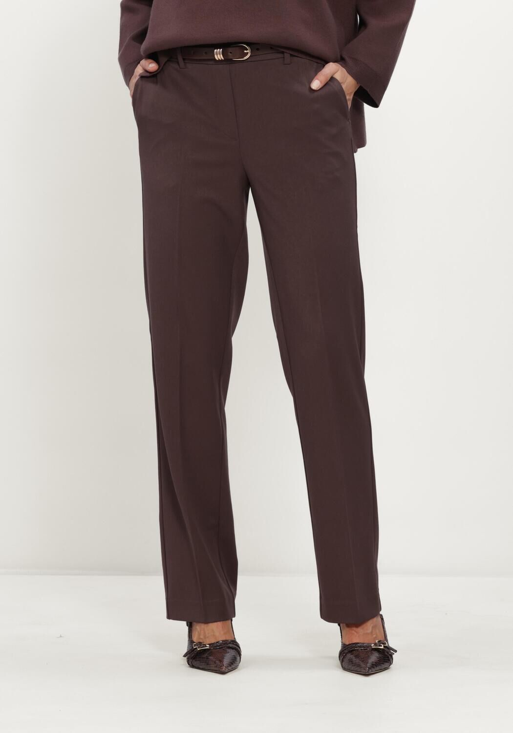 Bruine OBJECT Pantalon OBJLISA MW STRAIGHT PANT NOOS - large