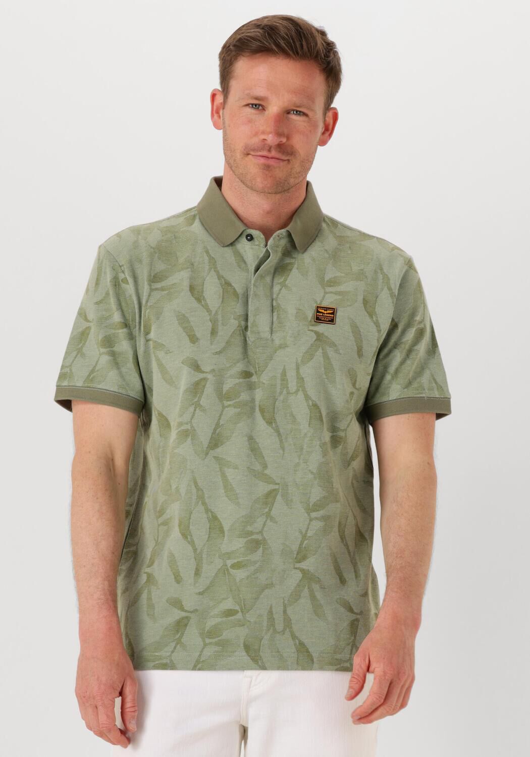 PME LEGEND Heren Polo's & T-shirts Two Tone Pique Printed Groen