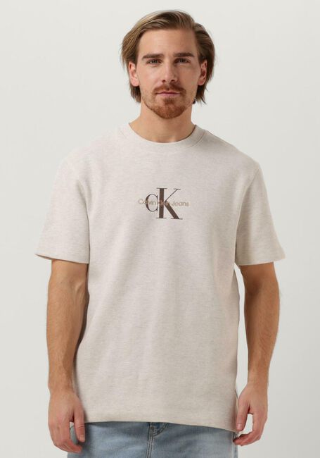 Witte CALVIN KLEIN T-shirt ARCHIVAL MONOLOGO WAFFLE TEE - large