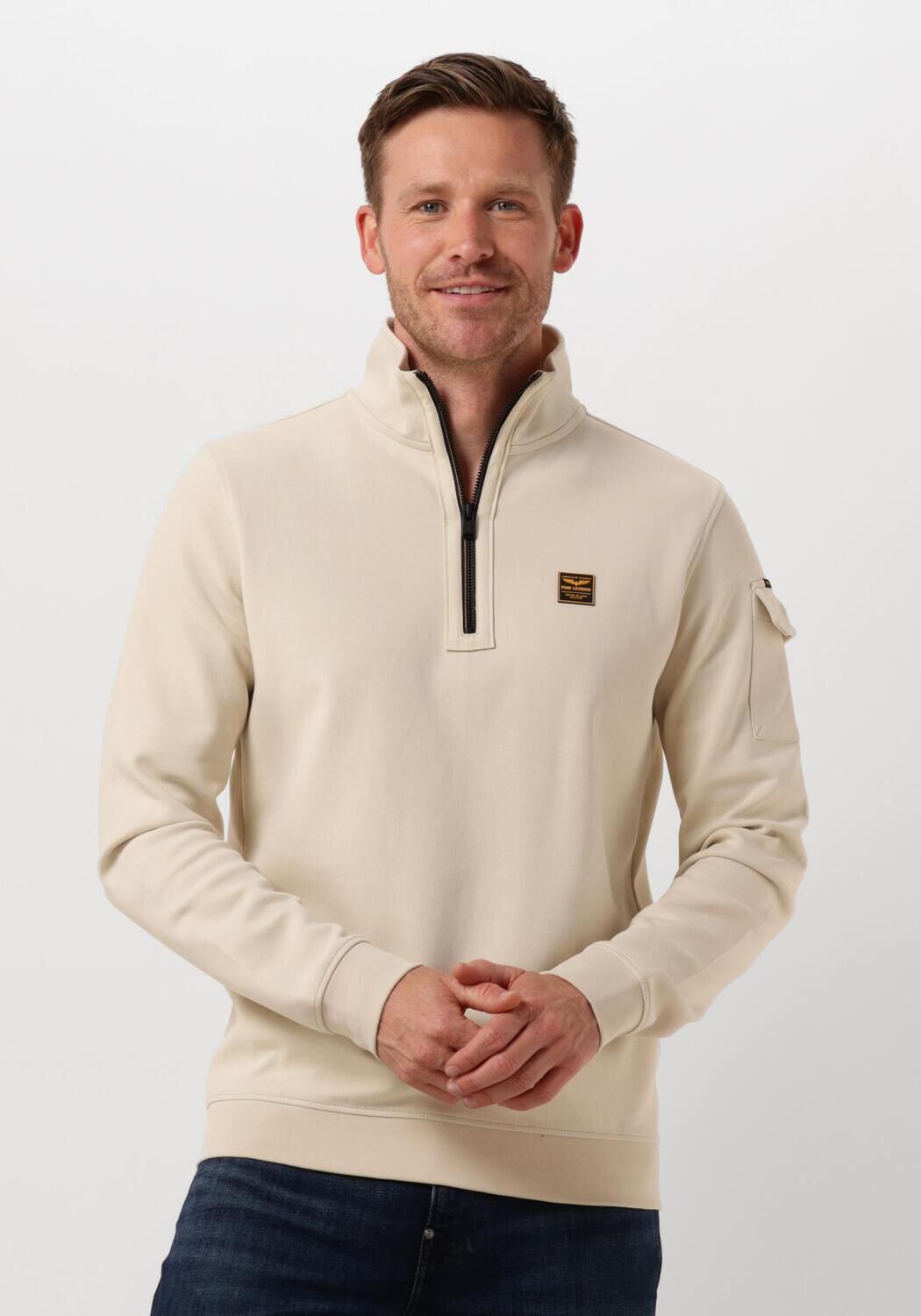 PME LEGEND Heren Truien & Vesten Half Zip Collar Interlock Jersey Beige