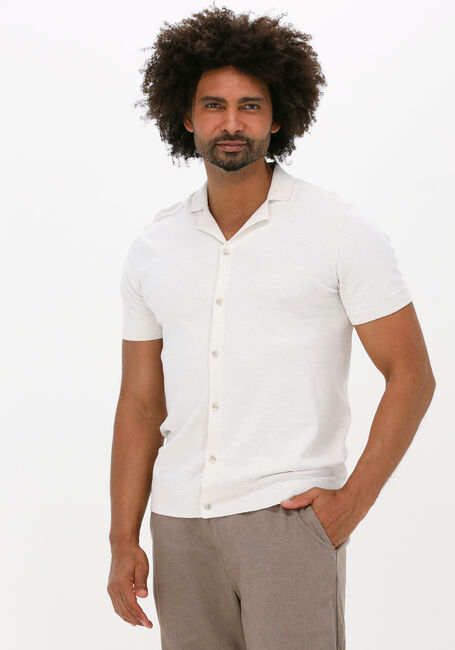 Gebroken wit SELECTED MEN Casual overhemd SLHBERG SS KNIT CUBAN CARDIGAN - large
