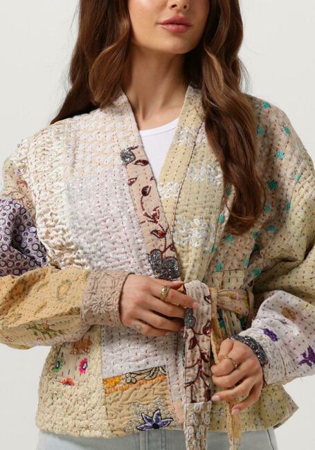 Beige SISSEL EDELBO Kimono AURORA EMBROIDERY PATCHWORK JACKET - large