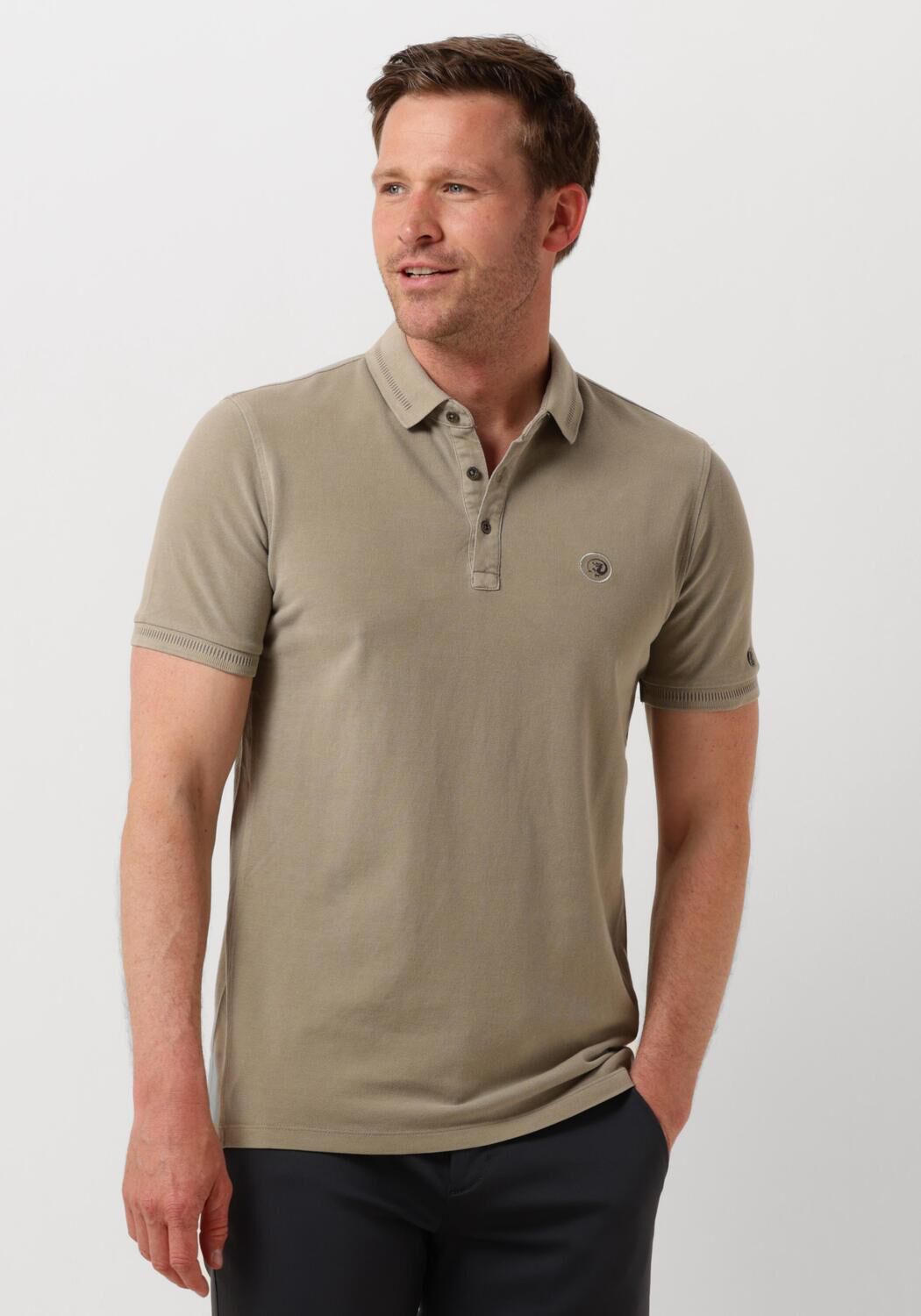 CAST IRON Heren Polo's & T-shirts Short Sleeve Polo Pique Garment Dyed Beige