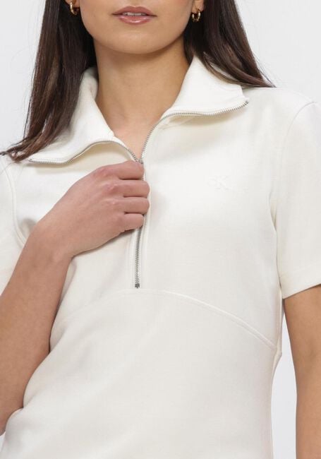 Ecru CALVIN KLEIN Mini jurk SS SPACER MIXED MEDIA RIB MOCK - large