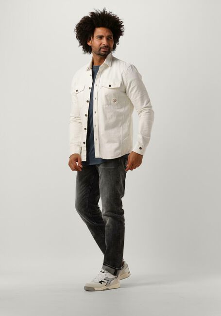 Gebroken wit CAST IRON Overshirt LONG SLEEVE SHIRT SLUB TWILL OVERSHIRT REGULAR FIT - large