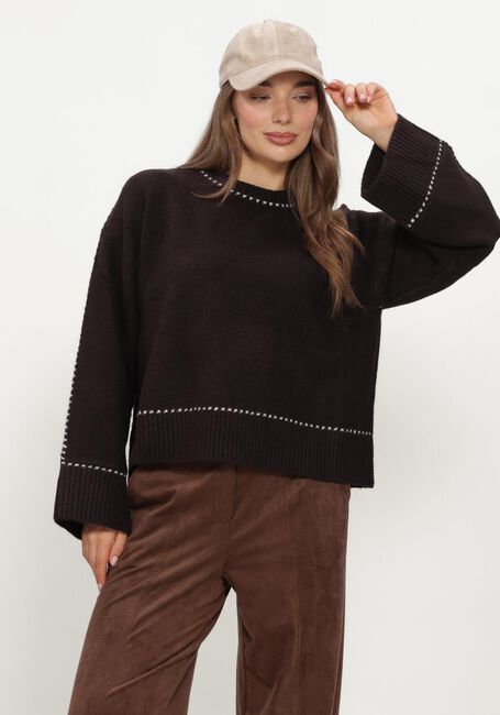 Bruine NEO NOIR Trui ROEME KNIT STITCH BLOUSE - large
