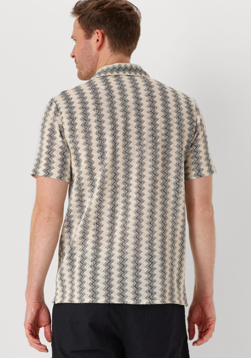 ANERKJENDT Heren Overhemden Akleon Jacquard S s Shirt Gebroken Wit