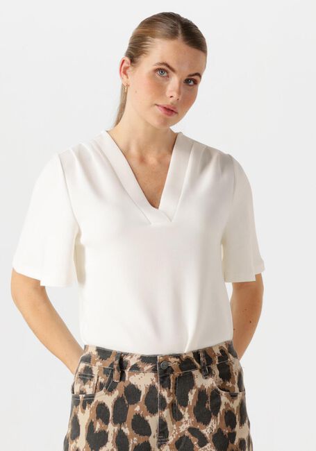 Witte SELECTED FEMME Top SLFTENNY SS V-NECK TOP - large