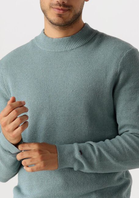 Blauwe CAST IRON Trui MOCK NECK FINE BOUCLE - large