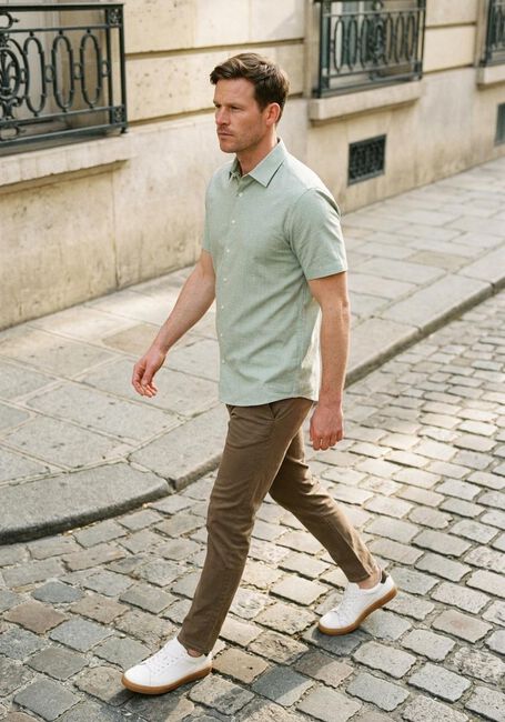 Groene DESOTO Casual overhemd CASUAL KENT 1/2 - large