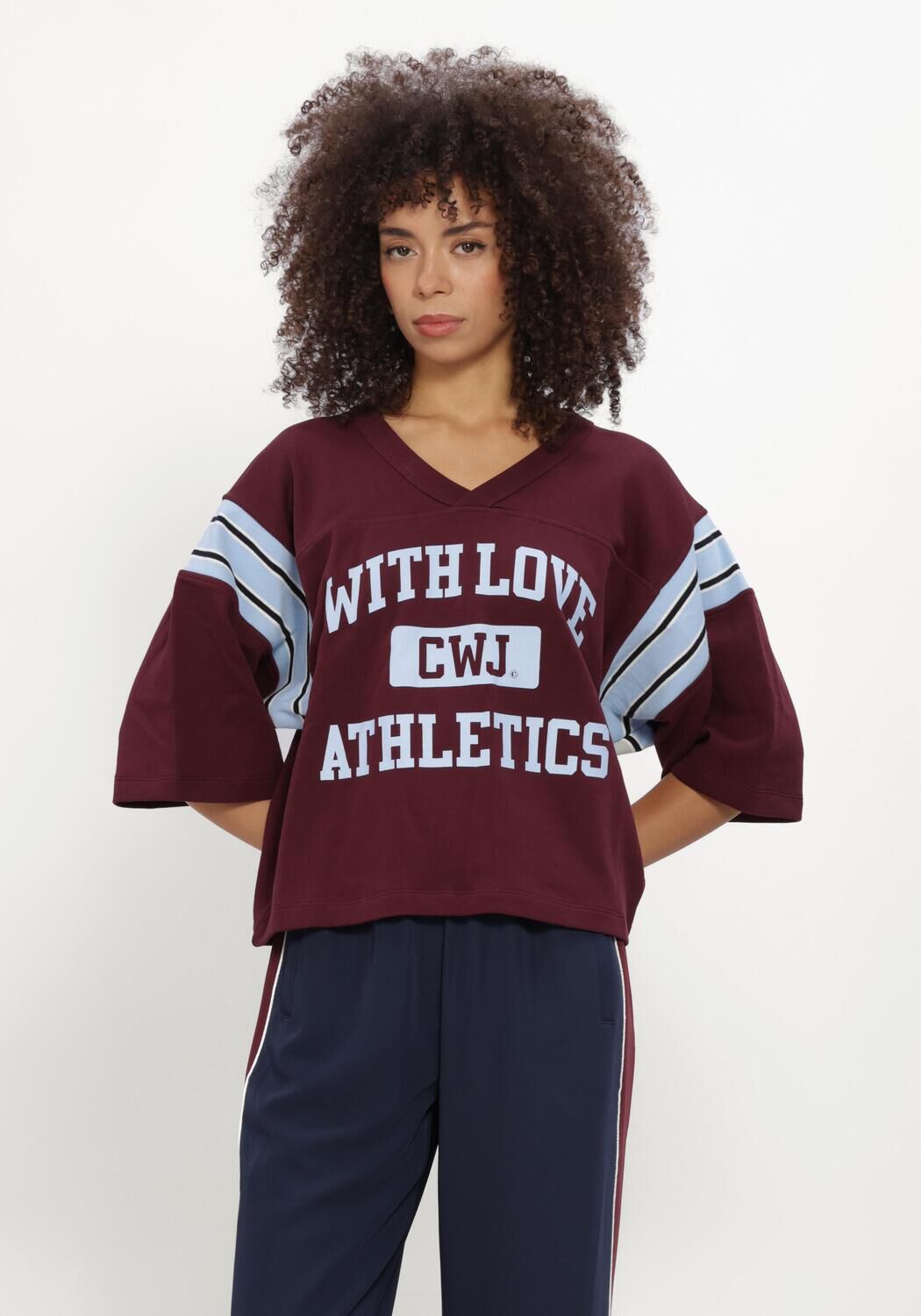 Bordeaux CATWALK JUNKIE Top SPORTY GRAPHIC SHORT SLEEVE SWEATER - large