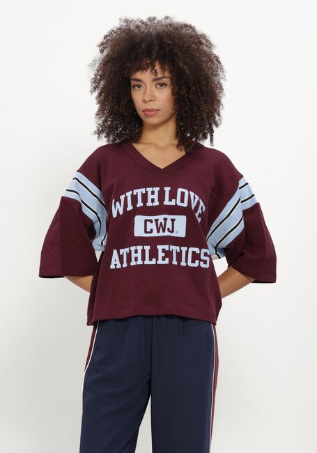Bordeaux CATWALK JUNKIE Top SPORTY GRAPHIC SHORT SLEEVE SWEATER - large