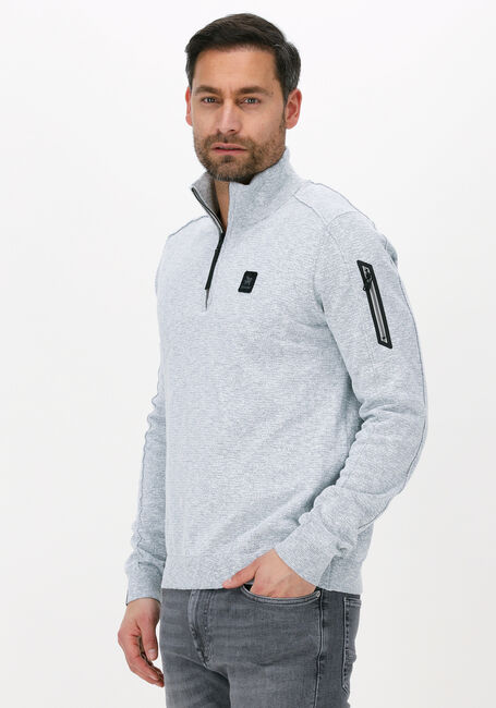 Grijze VANGUARD Trui HALF ZIP COLLAR COTTON MOULINE - large