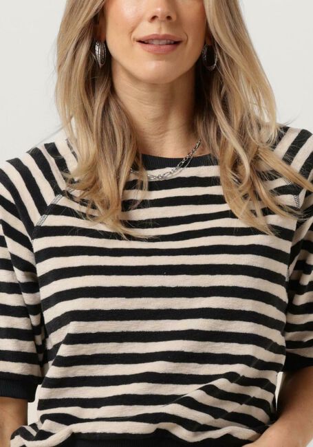 Zwarte BY-BAR Top NEVA SLUB STRIPE TOP - large