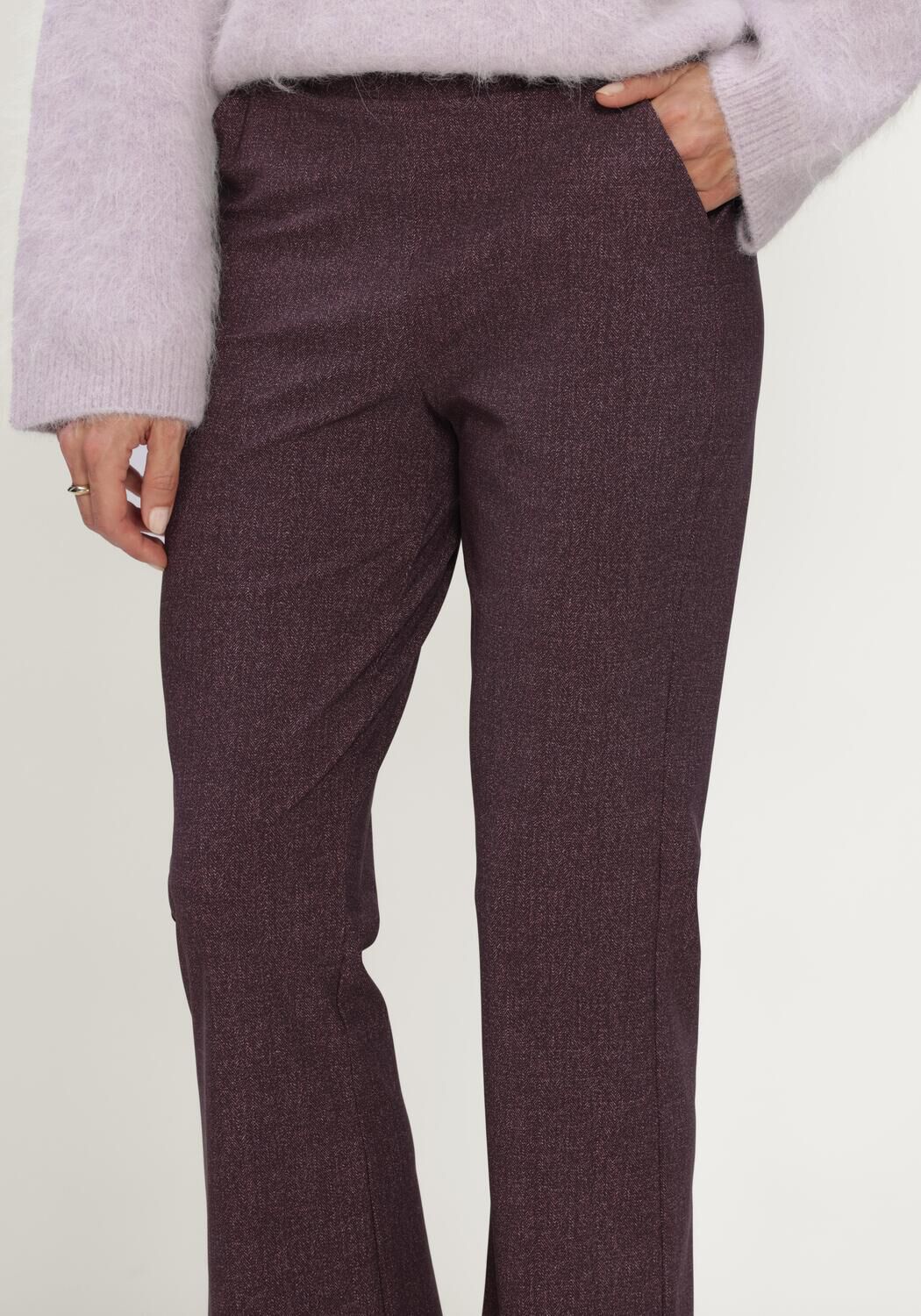 Bordeaux STUDIO ANNELOES Flared broek Flair herringbone trousers - large