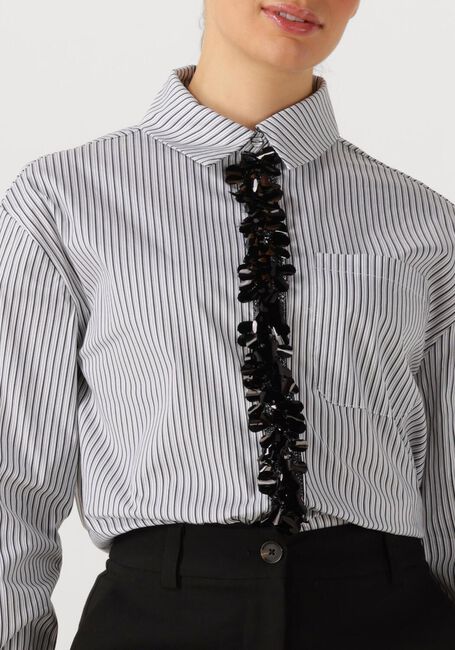 Grijze JANSEN AMSTERDAM Blouses ALEXIS BLOUSE CS1 718 SEQUIN PLAQUET - large