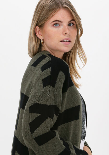 Donkergroene ALIX THE LABEL Vest TEXT JAQUARD CARDIGAN - large