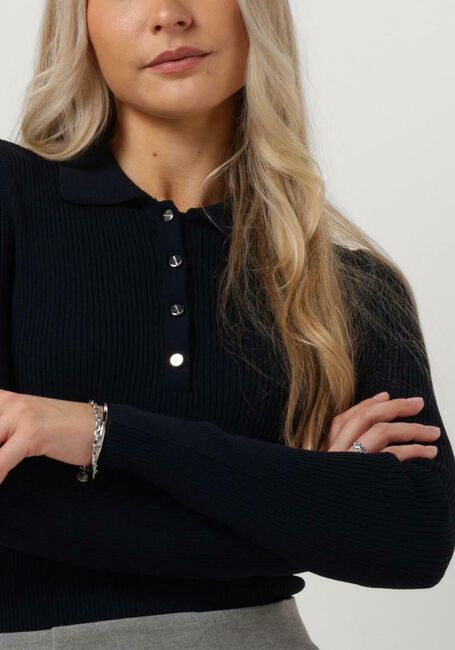 Donkerblauwe VANILIA Trui FITTED POLO LONGSLEEVE - large