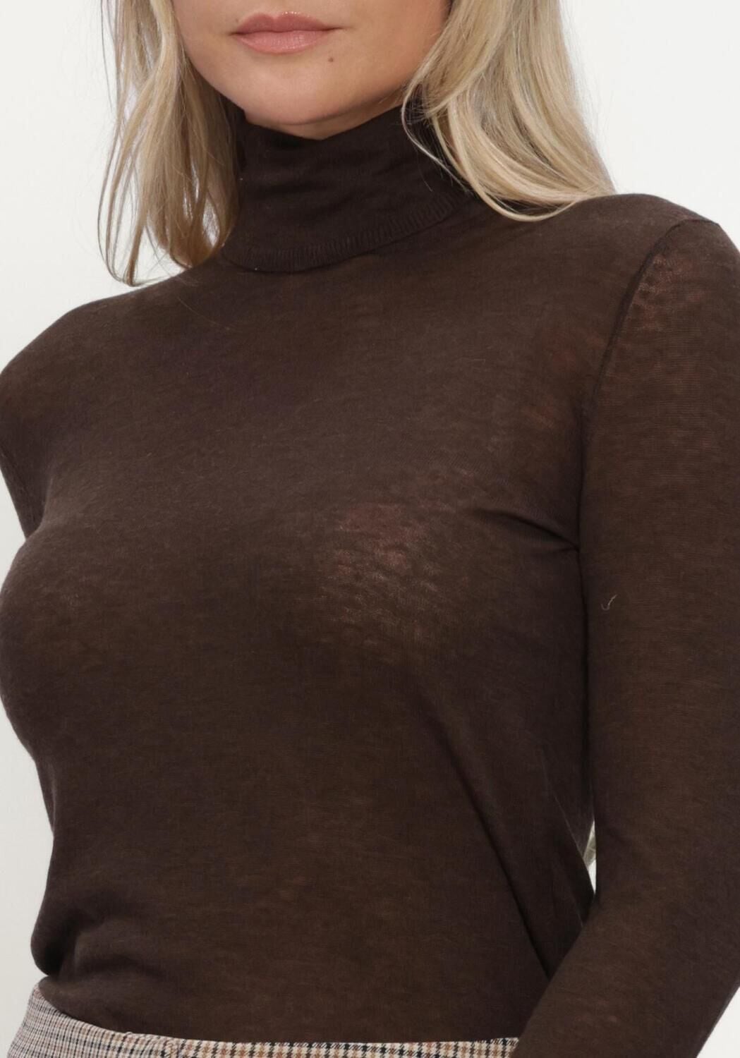 SELECTED WOMEN Dames Tops & T-shirts Slwvendy Wool Ls Knit Roll Neck Bruin