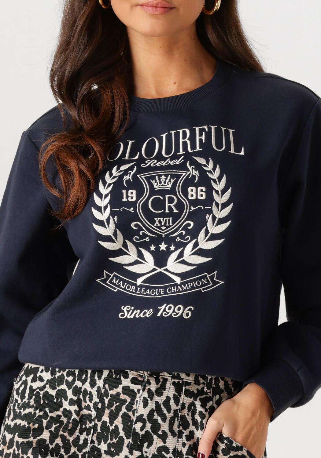 COLOURFUL REBEL Dames Truien & Vesten College 1986 Embro Relaxed Sweat Zwart
