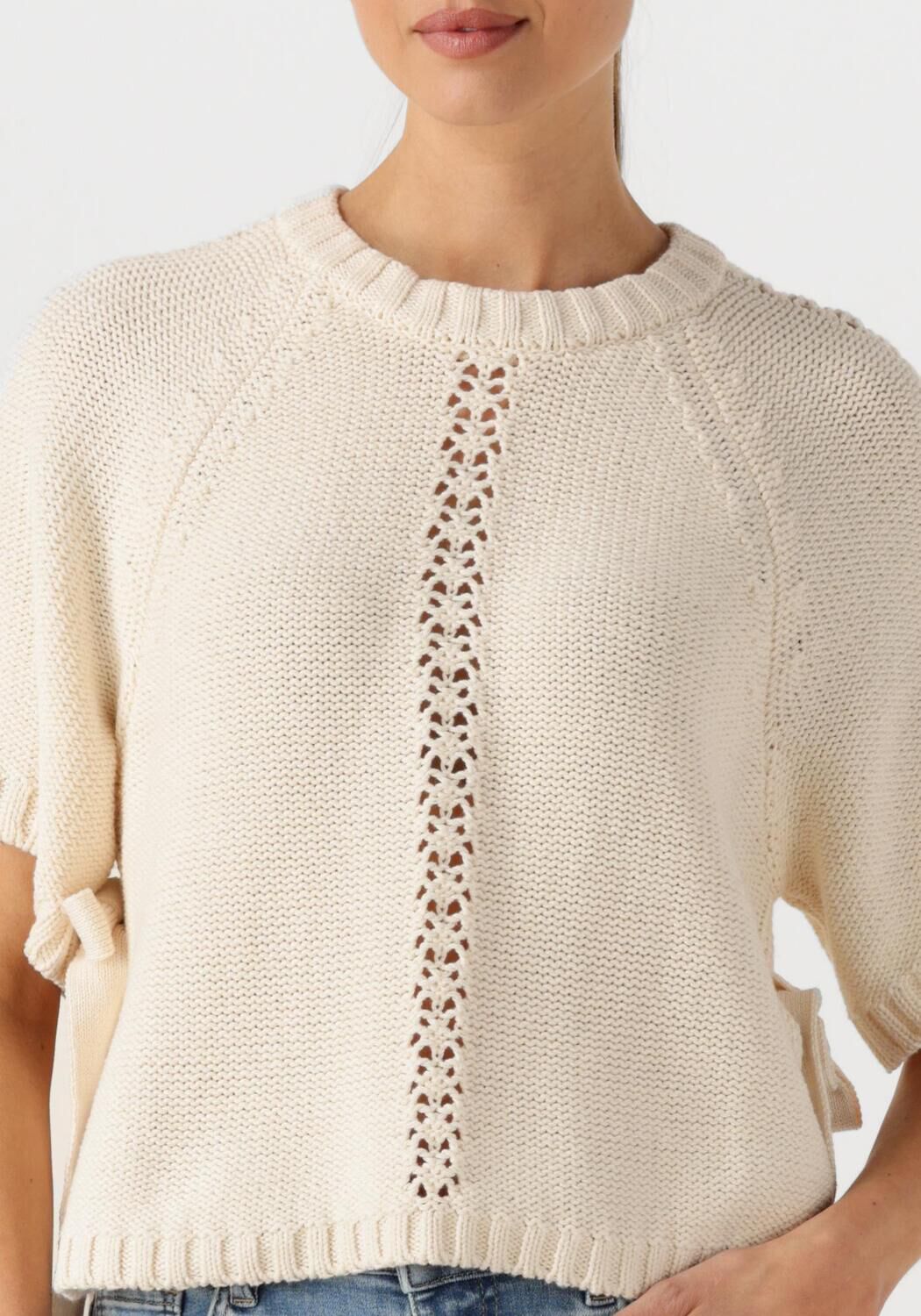 Y.A.S. Dames Truien & Vesten Yaslamina Ss Knit Top Ecru