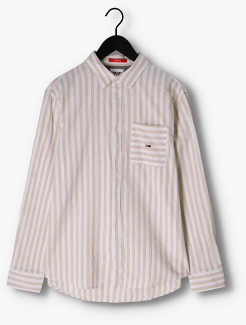 Beige TOMMY JEANS Casual overhemd TJM CLSC LS STRIPE LINEN SHIRT - large