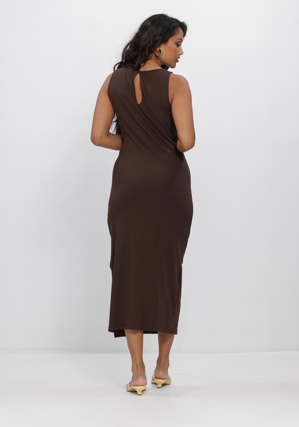 Bruine GRACE & MILA Maxi jurk SS26210012 - large