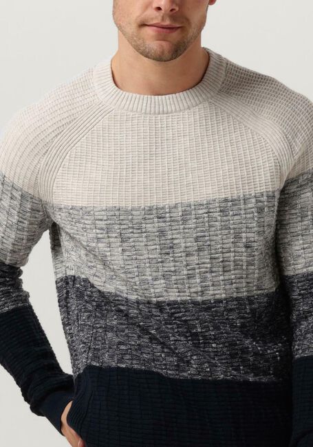 Donkerblauwe CAST IRON Trui CREWNECK CASUAL STRIPE CREWNECK - large