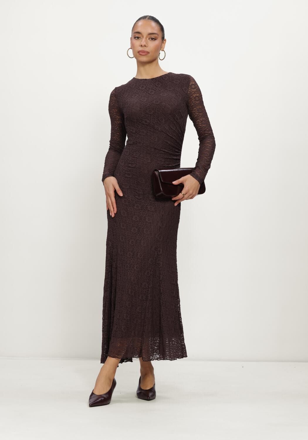 Bruine GRACE & MILA Maxi jurk BIANCA - large