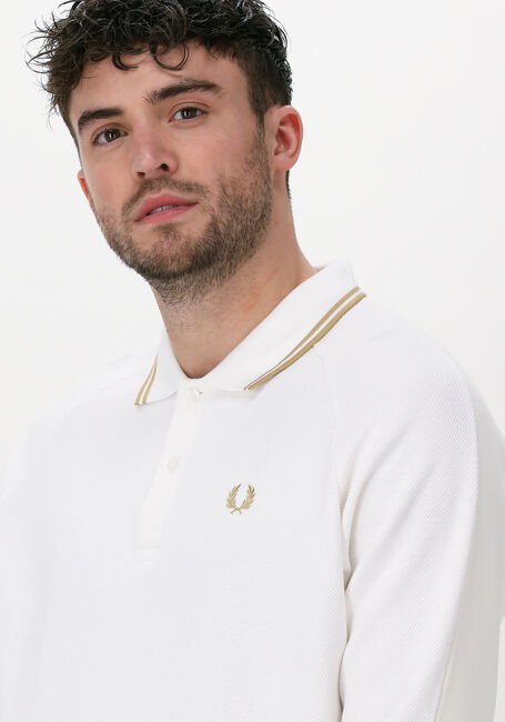 Witte FRED PERRY Sweater SWEATSHIRT PANEL POLO SHIRT - large