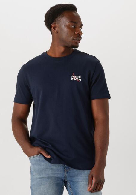 Donkerblauwe PURE PATH T-shirt REGULAR FIT CREWNECK SS T-SHIRTS - large