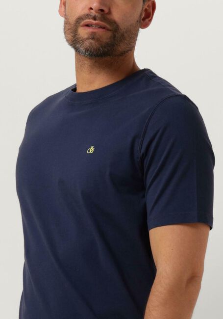 Donkerblauwe SCOTCH & SODA T-shirt GARMENT DYE LOGO CREW T-SHIRT - large